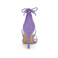 thumbnail image 2 of BLISSFUL STEP Chaussures pour Femmes Sandales à Talon Aiguille Haut à Bride Cheville à Nouer Bout Ouvert en Faux Suède Violet 7, 2 of 7