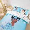 thumbnail image 3 of Castle Fairy Kwaii Bow Black Kawaii Princess Twin Duvet Cover,Glittery Diamond Background Twin Bedding,Cyan Sky Silver,1 Duvet Cover and 1 Pillowcase, 3 of 6
