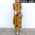 thumbnail image 1 of Robes Maxi pour Femmes Imprimé Crâne Sans Manches Robe d'Été Décontractée de Plage Robe Longue à Bretelles Mode Urbaine QZX, 1 of 7