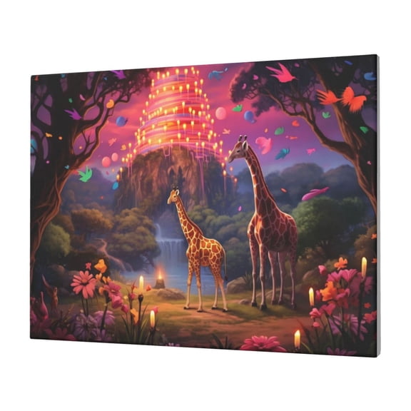 Logiee Lantern Giraffes Magical Forest Print Canvas Wall Art,Canvas Picture Prints with Frame, Wall Art Decorative,Canvas Decorative,Suitable for Living Room Bedroom Office Room 30x40