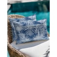 thumbnail image 3 of Outdoor Pillows Waterproof, Navy Blue Coastal Palm Leaves Throw Pillows with Inserts Included, Summer Botanical Tropical Indoor Outdoor Decorative Lumbar Pillow for Bed/Couch/Patio 12"x20", 2Pcs, 3 of 8