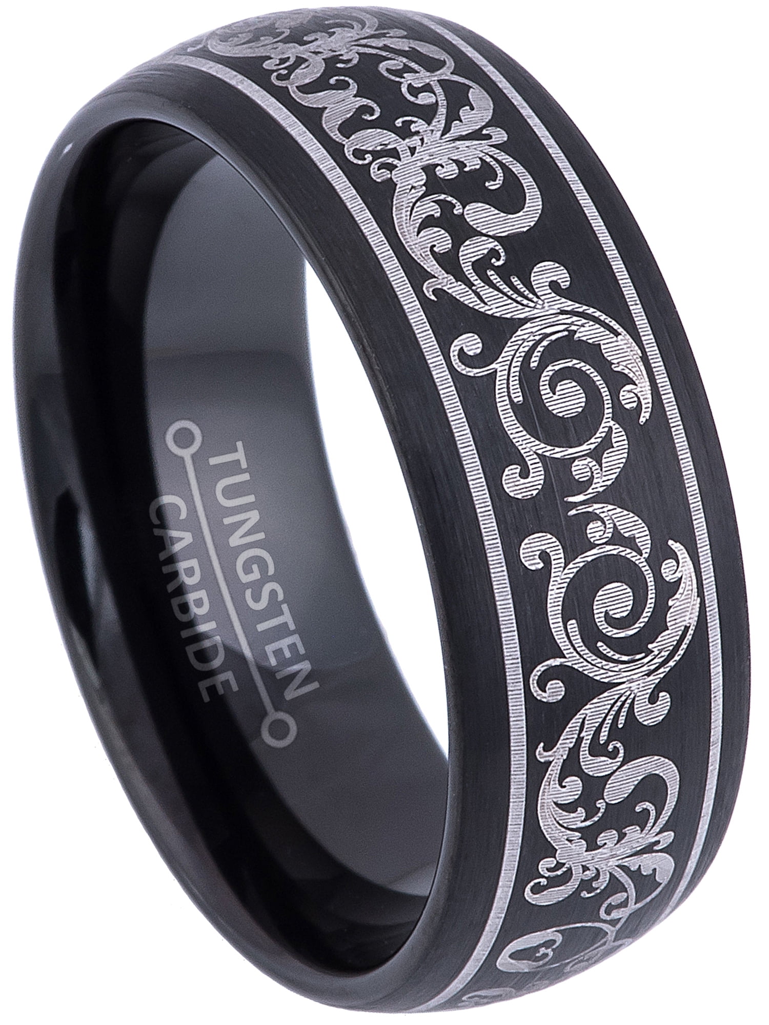 Free Engraving 8mm Tungsten Carbide Domed Classic Brushed Finish Wedding Band Ring for Him Or Her 