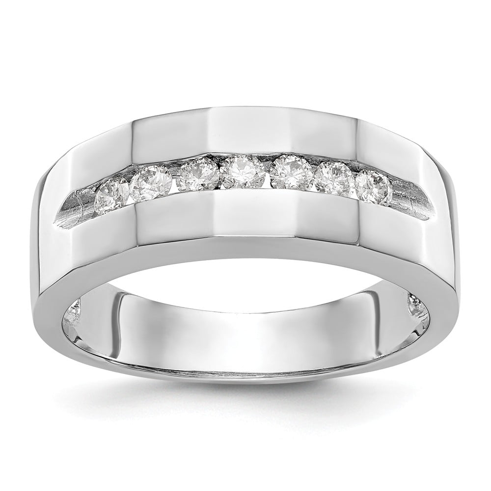 14k Solid White Gold 4 mm Round Cut Diamond Men's Wedding Band Ring 