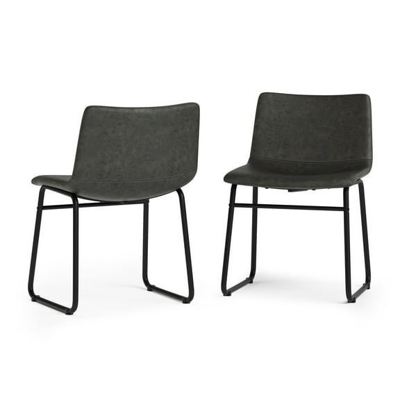 Simpli Home Warner Modern Dining Chair (Set of 2) in Distressed Charcoal Grey