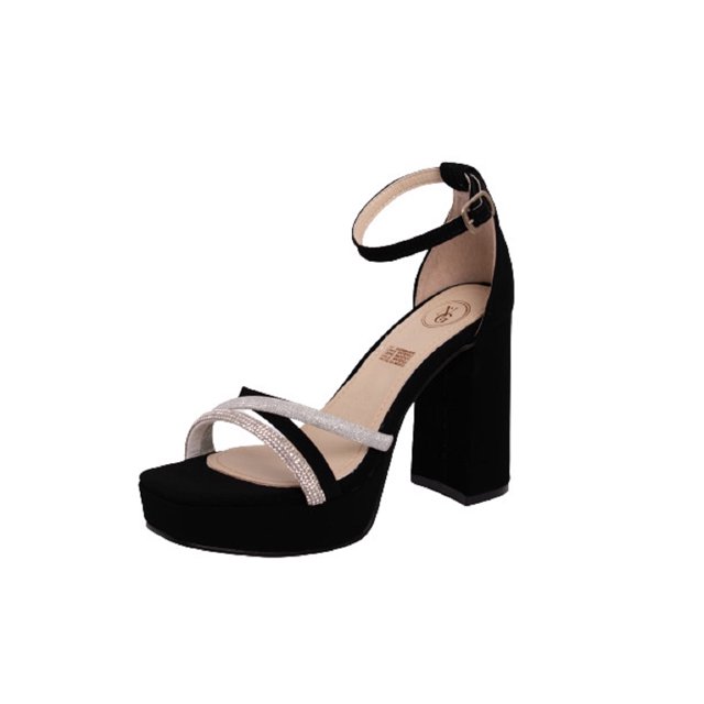 Zapatilla Sandalia de tacon Ancho con Brillos Casual para Mujer Noemi Garcia Mod.330 Black