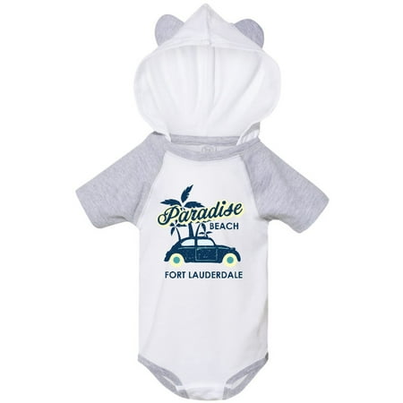 

Inktastic Paradise Beach in Fort Lauderdale with Palm Trees and Car Gift Baby Boy or Baby Girl Bodysuit