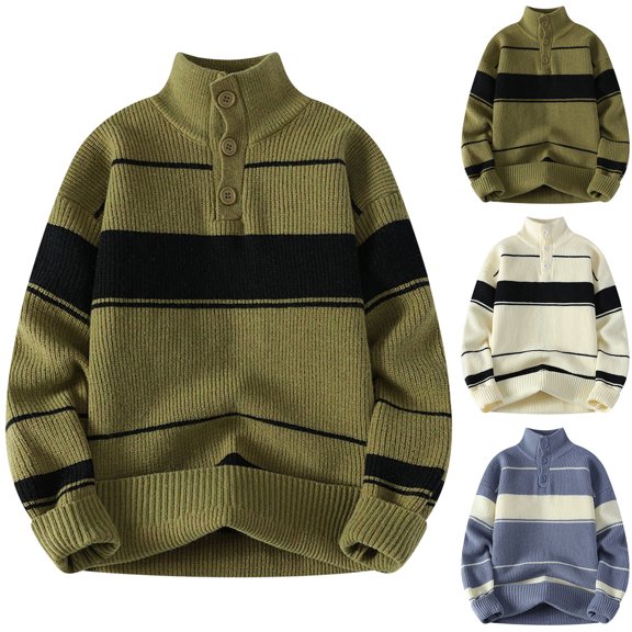 Hinvhai Mens Sweaters Casual Waffle Pullover Sweater Button Crewneck Textured Knit Henley Sweaters White 10(XL)