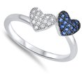 thumbnail image 4 of Micro Pave Blue Simulated Sapphire Heart Promise Ring Sterling Silver Band CZ 925 Female Size 5, 4 of 4