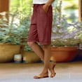 thumbnail image 5 of Women's Knee Length Sweat Shorts with Elastic Waist, Cozy Cotton Athletic Pull On Shorts for Running, Yoga, Fitness, Gym Workouts, Summer Casual Wear, Travel and Daily Activities Wine L, 5 of 10