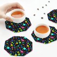 thumbnail image 7 of Pofeuu Geometric 1980s Styled Print Leather Coasters Set of 6, Round Cups Mugs Mat Pad for Home Kitchen Heat Resistant Drink Coasters,Octagon, 7 of 7