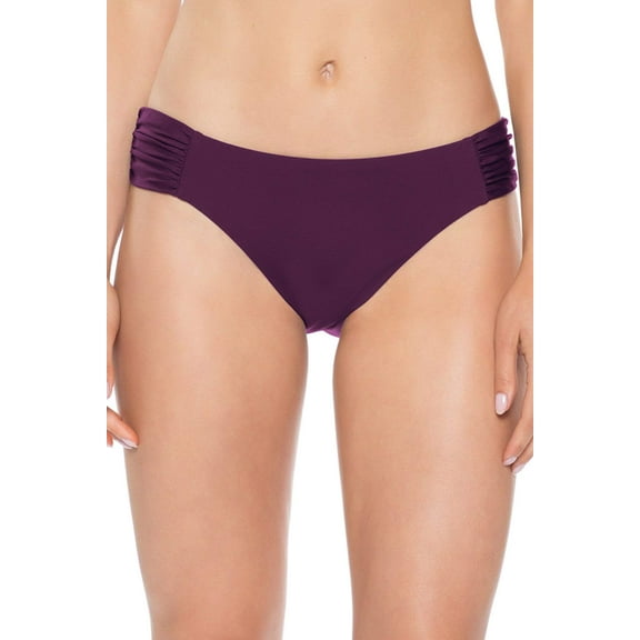 Becca by Rebecca Virtue Women's American Shirred Tab Side Hipster Bikini Bottom Merlot L