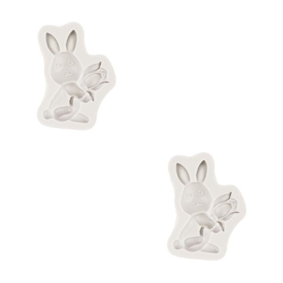 Oleegame 2PC Cookie Mold Carrots Sugar Flipping Silicone Easter Rabbit Hand Stick Rose Carrot Shaped Cake Decoration Gray