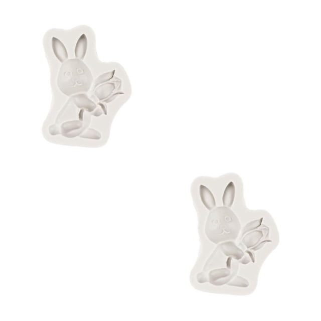 Oleegame 2PC Cookie Mold Carrots Sugar Flipping Silicone Easter Rabbit Hand Stick Rose Carrot Shaped Cake Decoration Gray