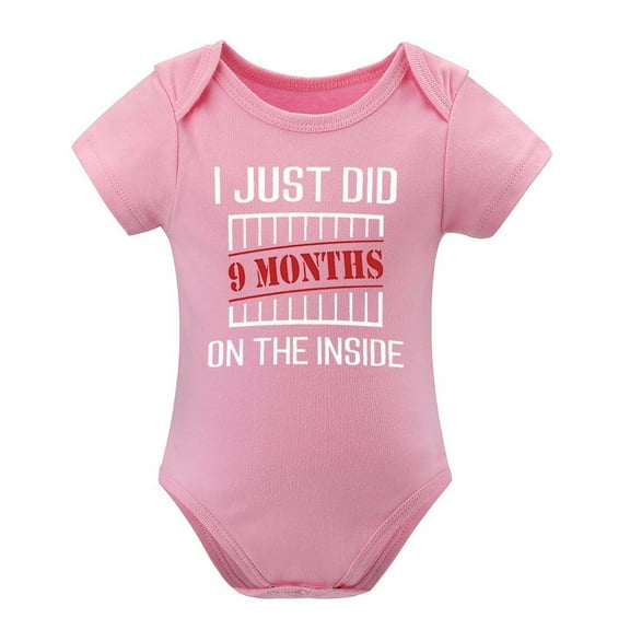 I Just Did 9 Months on The Inside Baby Bodysuit - Funny Newborn Outfit for Baby Shower Or Gift Pink-style 3months