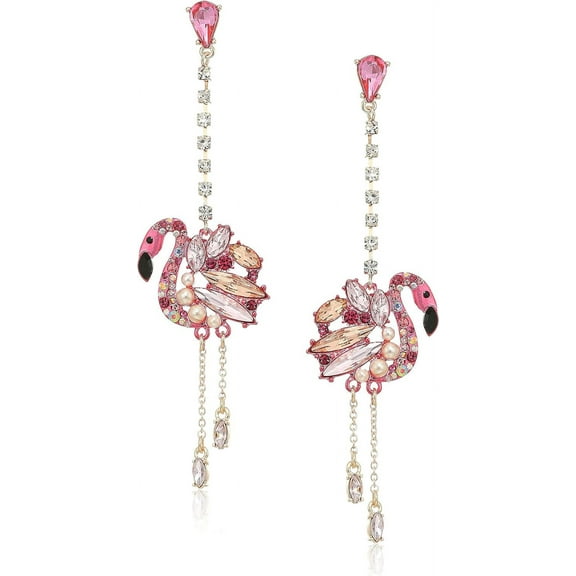 Betsey Johnson Flamingo Linear Drop Earrings