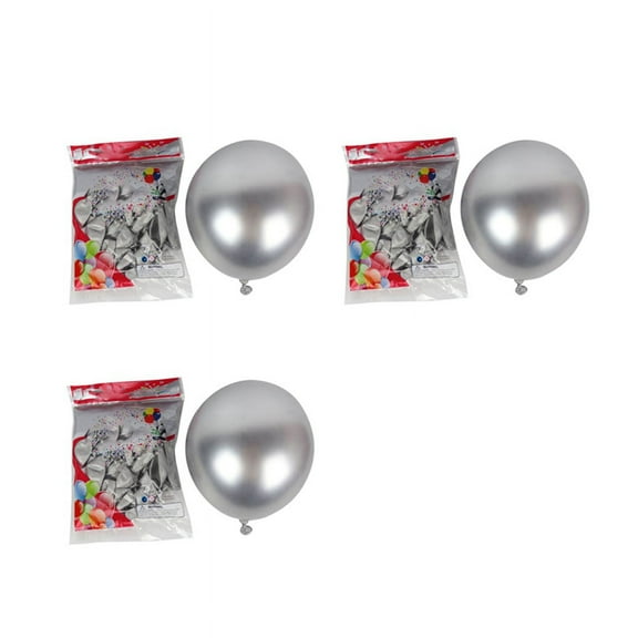 150Pcs 10 Inch Metallic Latex Balloons Thick Chrome Glossy Metal Pearl Balloon Globos for Decor - Silver