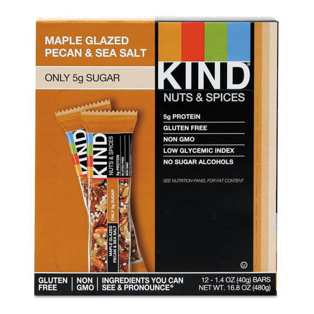 Nuts And Spices Bar, Maple Glazed Pecan And Sea Salt, 1.4 Oz Bar, 12/box | Bundle of 10 Boxes