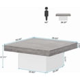 thumbnail image 2 of 35.4" Square Coffee Table with LED Lights, Rustic End Table with 300LBS Weight Capacity, Farmhouse Waterproof Center Table for Living Room, Apartment, Office, Grey, 2 of 5