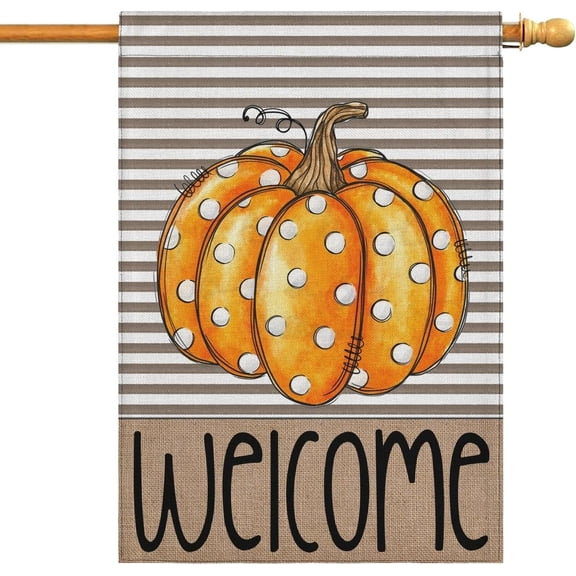 Fall Garden Flag Fall Pumpkin Welcome Flags Double Sided Vertical Burlap Yard Outdoor Autumn Thanksgiving Decor 28x40 Inch