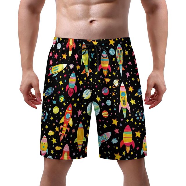 NICKSUN Men's Swim Trunks, Cute Print Quick Dry Summer Board Beach Shorts with Mesh Lining and Pockets
