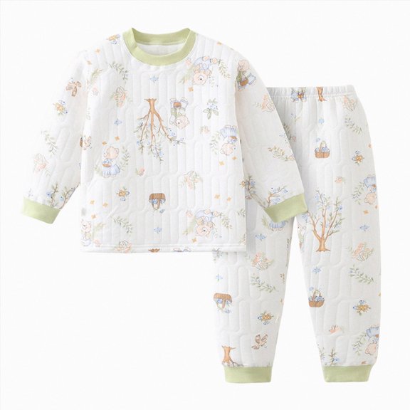 HFHAPW Boys Girls Pajamas Pjs Toddler 2 Piece Sleepwear Kids Winter Clothes Set Long Sleeve Top and Pants