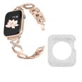 thumbnail image 1 of For Apple Watch Series 3/2/1 42mm Hollow X-Shape Rhinestones Decor Strap + Glitter Silver Watch Case, 1 of 3
