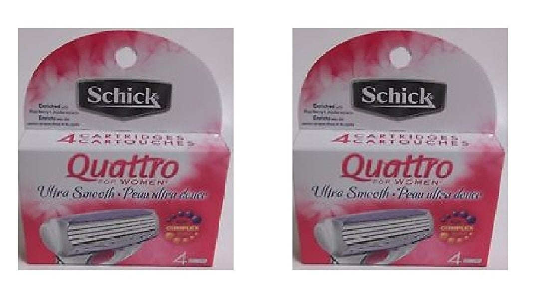 Schick Quattro for Women Razor Refill Blade Cartridges, Ultra Smooth, 4 Ct. (Pack of 2) + Yes to Tomatoes Moisturizing Single Use Mask
