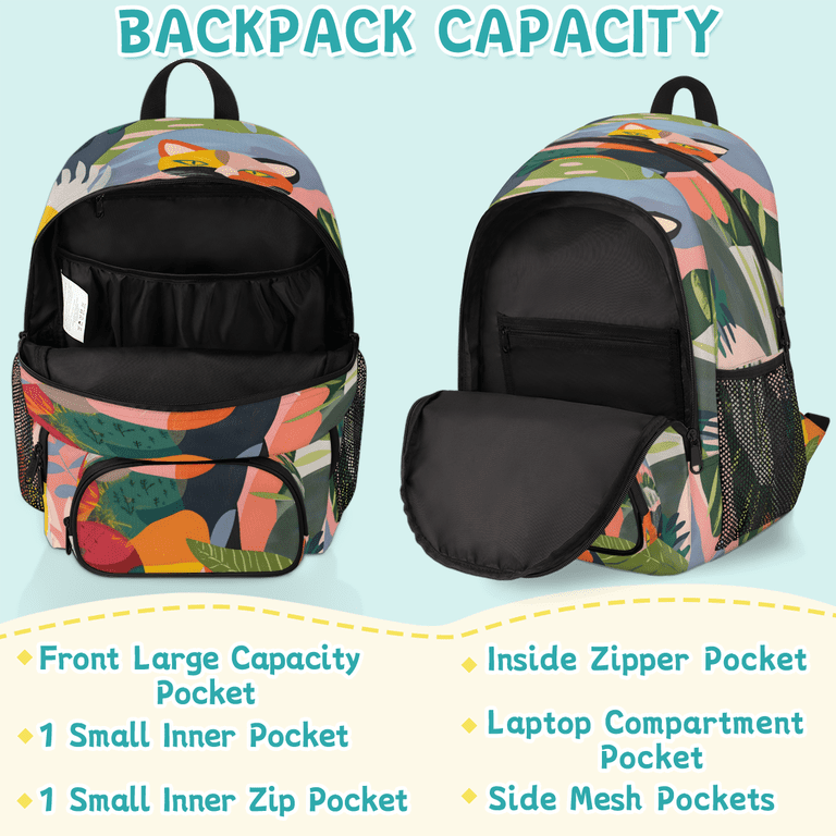 Herdesigns Cat Tropical Palm Leaves Laptop Backpack for  display picture 1