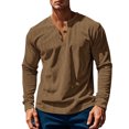 thumbnail image 2 of vdgthytj Basic Tops for Men Casual Round Neck Long Sleeves Pullover Blouse Fashion Breathable Button Solid Color Shirt, 2 of 8