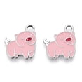 thumbnail image 2 of 100pc Alloy Pendants with Enamel Pig Platinum Pink 18x15x2mm Hole: 2.5mm Mixed Color, 2 of 2