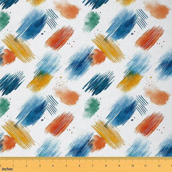 Feelyou Watercolor Graffiti Fabric by the Yard 1 Yard, Retro Fashion Home Decor Fabric by the Yard, Chic Minimalism Sewing Fabric, Lightweight Room Decor