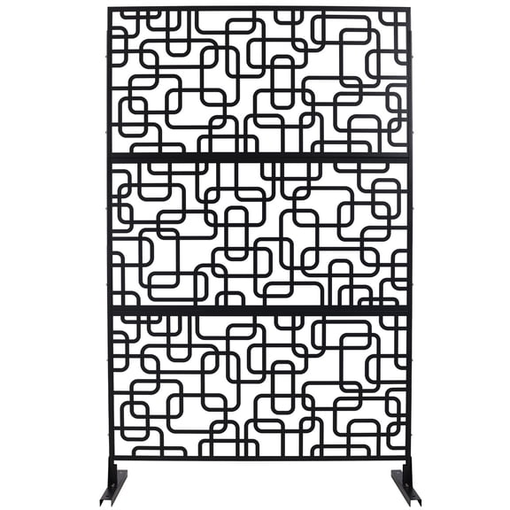 76" H×48" W Metal Privacy Screen, Free Standing Privacy Screen with Stable Heavy Base for Deck, Porch, Patio, Outdoor and Balcony