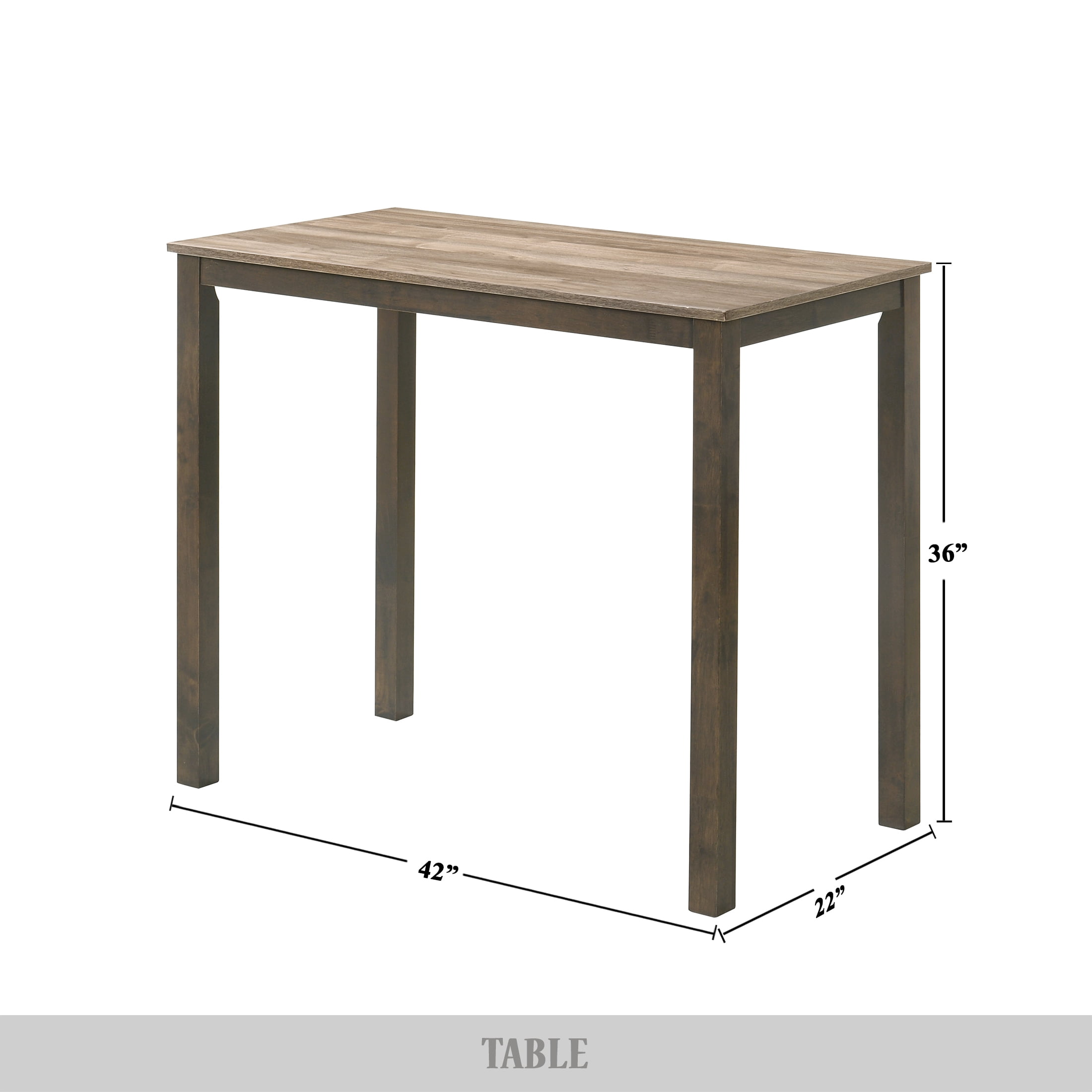 Castle Place Classic Wood Counter Height 3-Piece Dining Table Set, Dark Grey