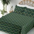 thumbnail image 3 of Ambesonne Leaves Greenery Fitted & Flat Sheet with Shams 4 Pcs Set, Tropical Atmosphere, Calking, Fern Green and Jade Green, 3 of 5