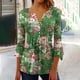 thumbnail image 2 of Camisetas de Cuello en V Mujeres, Impreso 3/4 Manga Blusa Casual Hecha de Cómodo Estante de Imitación para Toda la Temporada de Uso Diario, Camisetas Casuales de Mujer, 2 of 5