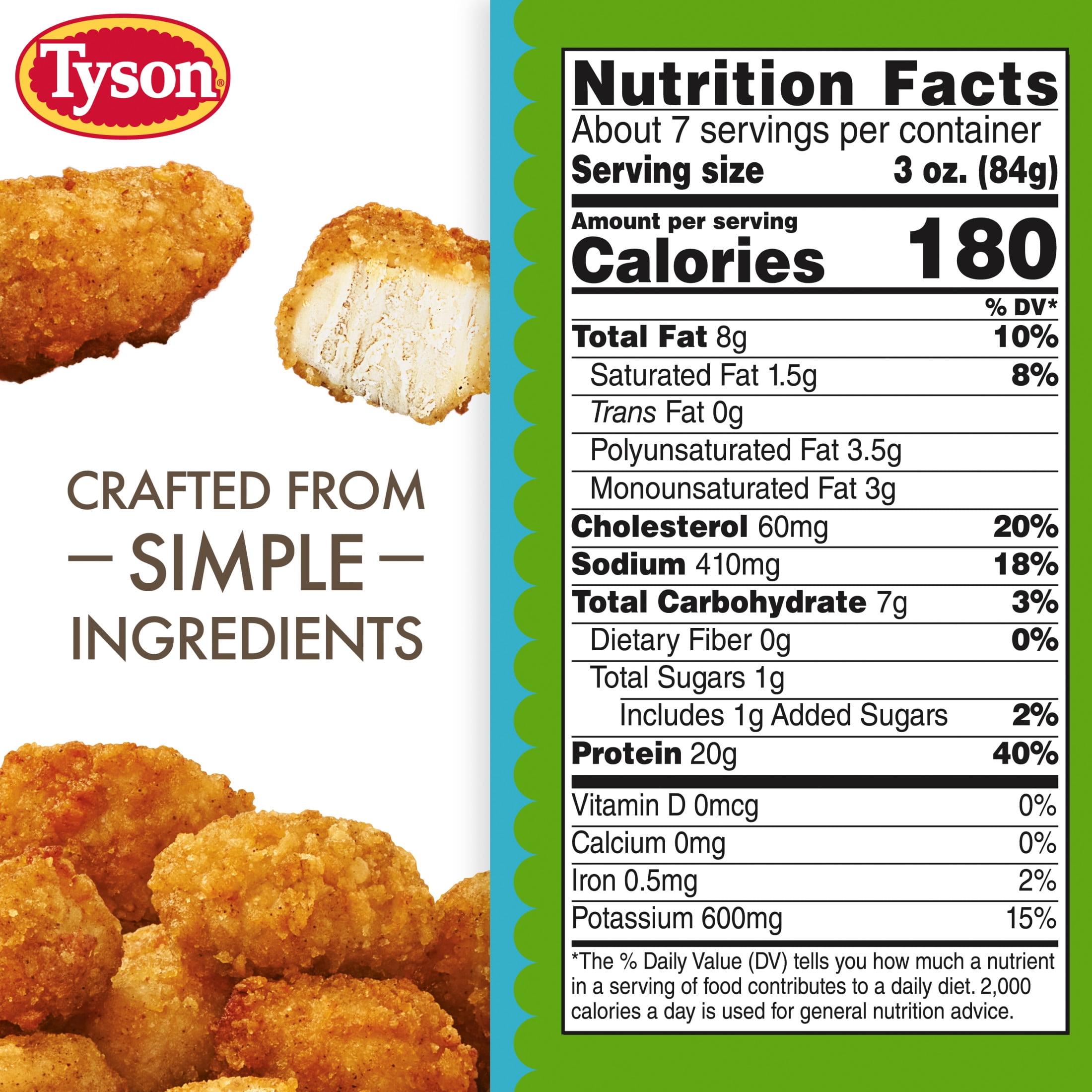 Tyson Simple Ingredient Boneless Chicken Bites, 20 oz (Frozen, Fully Cooked)