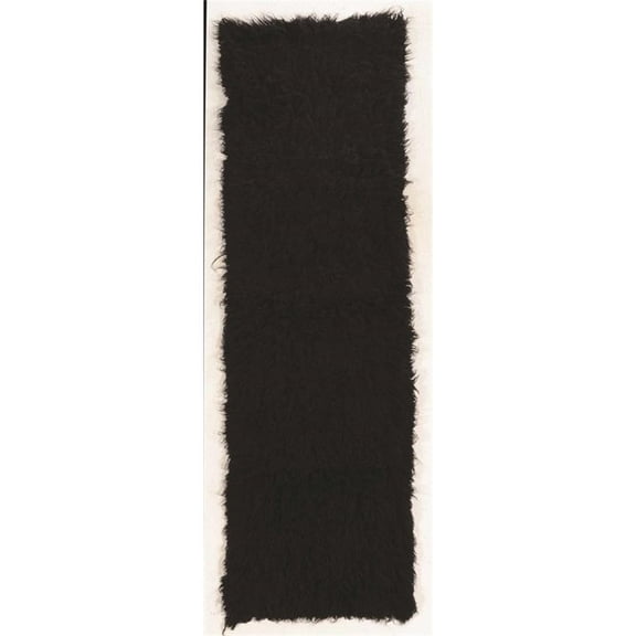 Riverbay Furniture Transitional Flokati Hand Woven Wool 2'4"x8'6" Rug in Black