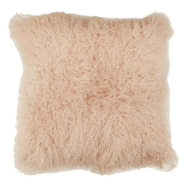 Benjara BM225258 Faux Fur Pillow with Removable Cover & Zipper Closure, Pink
