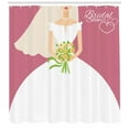 thumbnail image 3 of Ambesonne Wedding Shower Curtain, Bride in White Dress, 69"Wx75"L, Dark Coral and White, 3 of 3