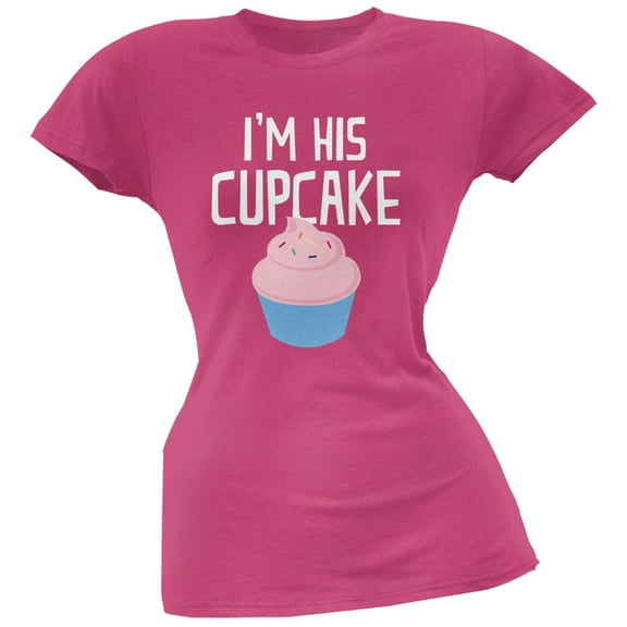 I'm His Cupcake Berry Pink Juniors Soft T-Shirt - X-Large