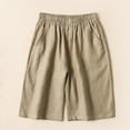 thumbnail image 2 of BLVB Cotton Linen Shorts for Women Casual Elastic Waist Wide Leg Shorts Summer Plus Size Shorts with Pockets, 2 of 7