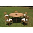 thumbnail image 4 of Grade-A Teak Dining Set: 5 Seater 6 Pc: 72" Round Table And 5 Veranda Armless Chairs Outdoor Patio WholesaleTeak #WMVR61, 4 of 4