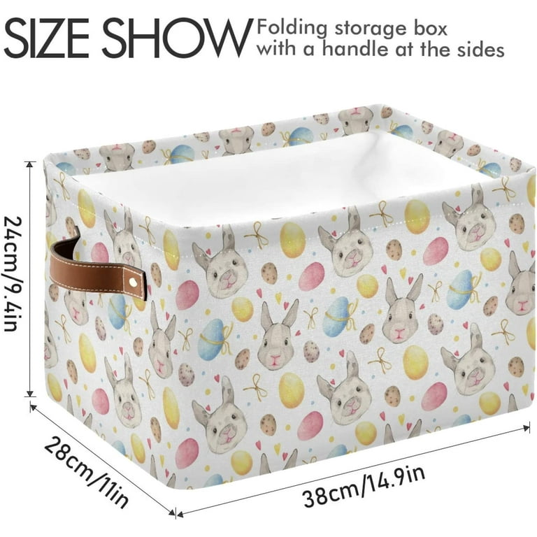 Easter Storage Basket with Handles Easter Eggs Rabbit Fabric Collapsible Storage Bins Organizer Bag for Storage 15 x 11 x 9.5 inch Walmart