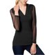 thumbnail image 1 of INC Blusa con volantes y manga ilusión para mujer, negra, mediana I-N-C con volantes, 1 of 1