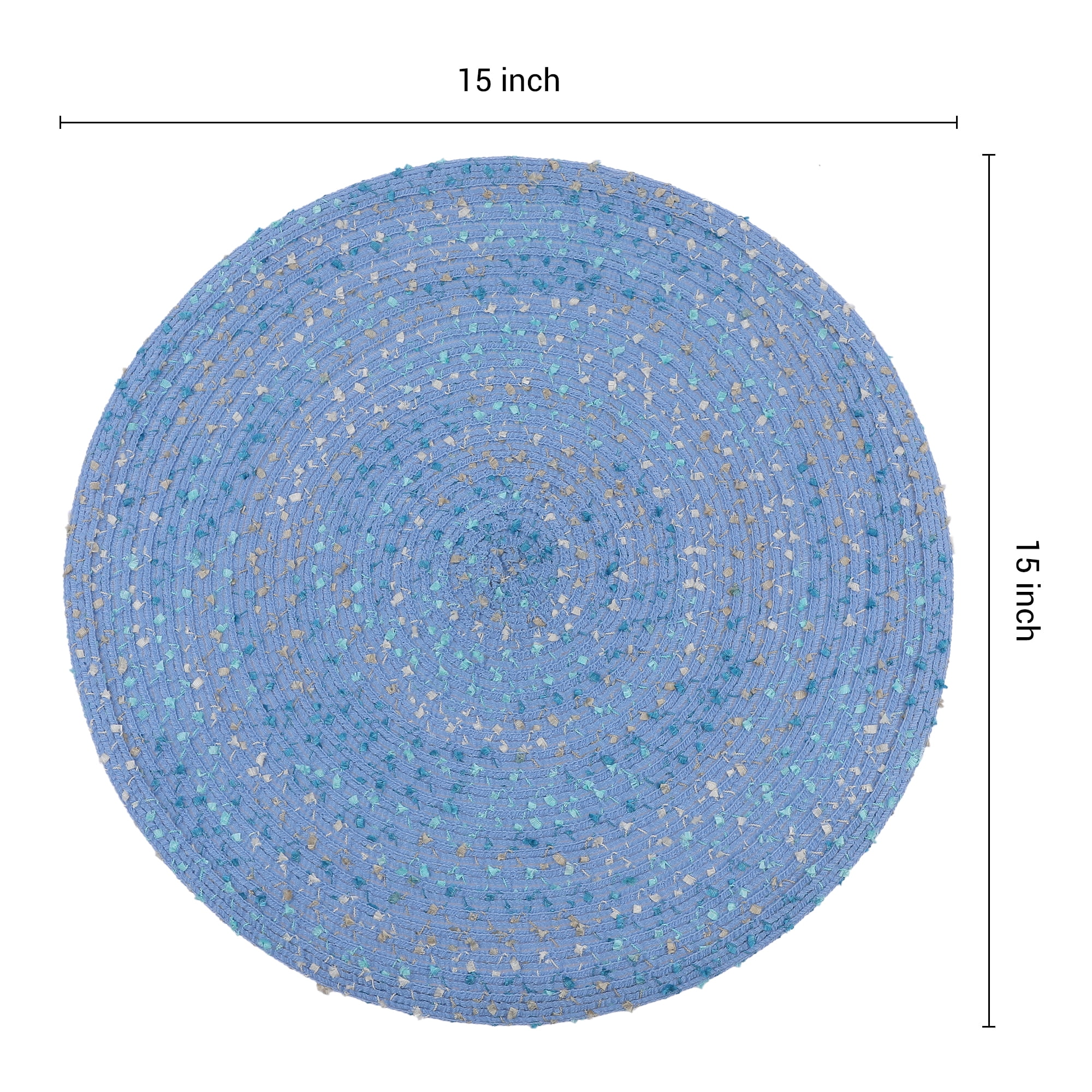 Unique Bargains Rustic Set of 6 Round Placemats for Dining Table Decor Blue