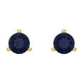 thumbnail image 2 of 0.5 Ct Round Cut Studs Blue Sapphire 18K Yellow Solid Solid Gold Everyday Dainty Earrings Screw Back, 2 of 6
