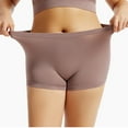 thumbnail image 3 of Kopltyrfg Women's Basic Solid Cotton High Rise Bike Shorts Light Brown L, 3 of 3