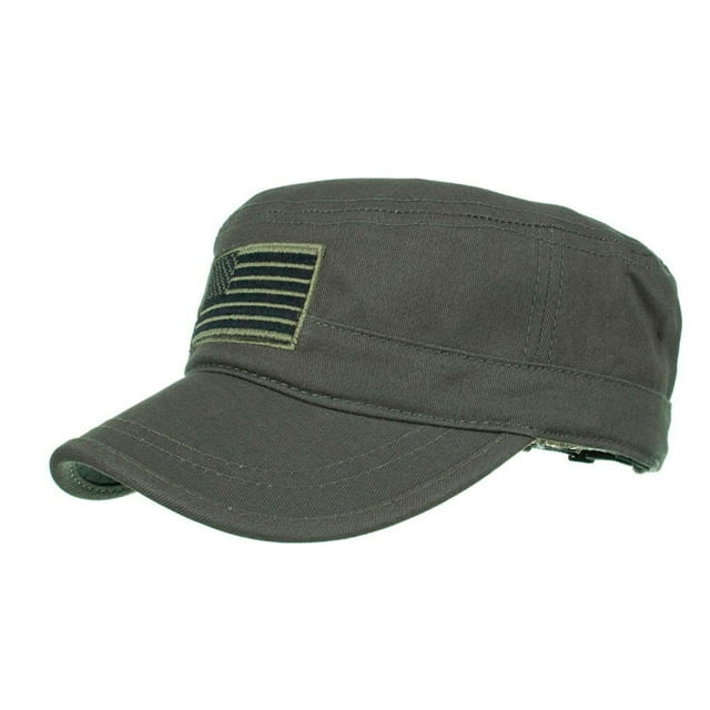 Washed Cotton Military Caps Cadet Caps Unique Design Vintage Flat Top Cap