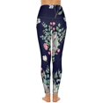 thumbnail image 3 of Koala Floral Navy Print Leggings Legging Gym Gym Pants Gym Clothing Womens Leggings, 3 of 6