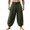 Army Green, variant on Cotton Linen Blend Harem Pants for Men Wrap Tie Waist Loose Fit Breathable Beach Bottoms Drawstring Elastic Pockets Casual Trousers